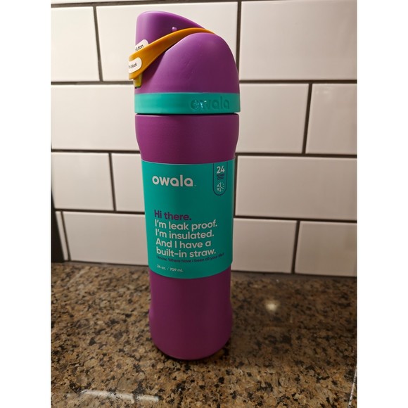 Owala FreeSip Stainless Steel Water Bottle / 24oz / Color: Hint of Grape - Picture 2 of 3